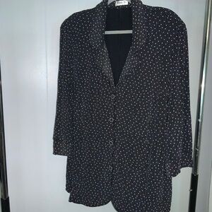 Vikki Vi button front black white geometric print jacket blazer Sz 2X vintage